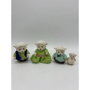 Li'l Woodzeez Snipadoodles Sheep Family Of 4- Dad Mom Son Baby Fuzzy